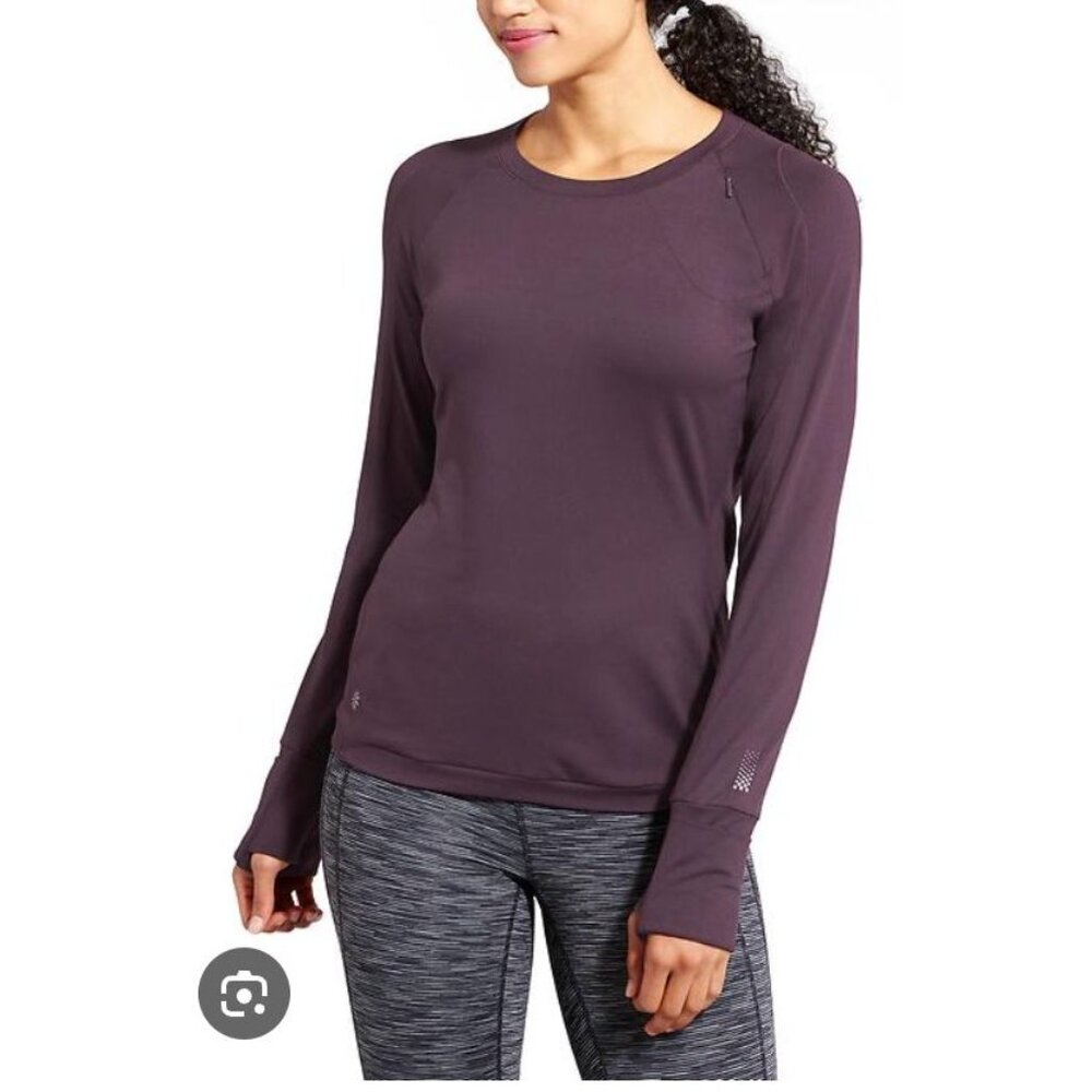 Athleta Women's Superluxe Long Sleeve Activewear Top in Wild Raisin - Sz M - New